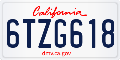 CA license plate 6TZG618