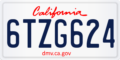 CA license plate 6TZG624