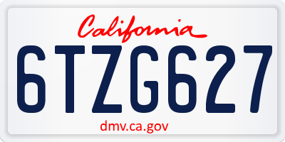 CA license plate 6TZG627