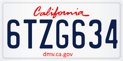 CA license plate 6TZG634