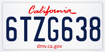 CA license plate 6TZG638