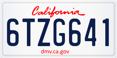 CA license plate 6TZG641