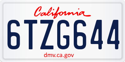 CA license plate 6TZG644