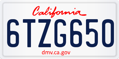 CA license plate 6TZG650