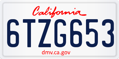 CA license plate 6TZG653
