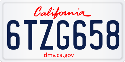 CA license plate 6TZG658