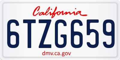 CA license plate 6TZG659