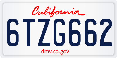CA license plate 6TZG662