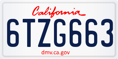 CA license plate 6TZG663
