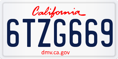 CA license plate 6TZG669