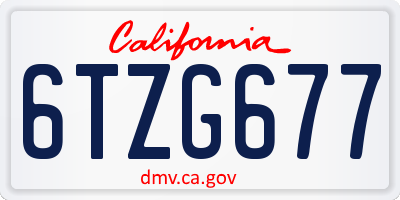 CA license plate 6TZG677