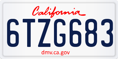 CA license plate 6TZG683