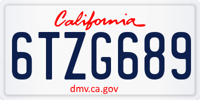 CA license plate 6TZG689