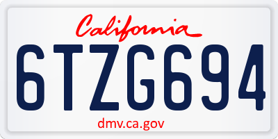 CA license plate 6TZG694