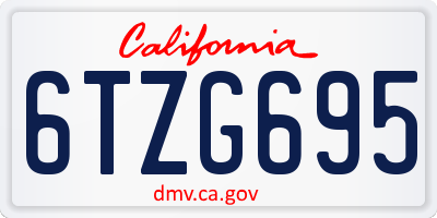 CA license plate 6TZG695
