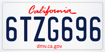 CA license plate 6TZG696
