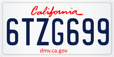 CA license plate 6TZG699