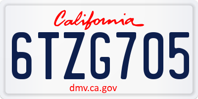 CA license plate 6TZG705