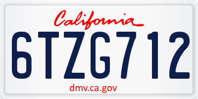 CA license plate 6TZG712