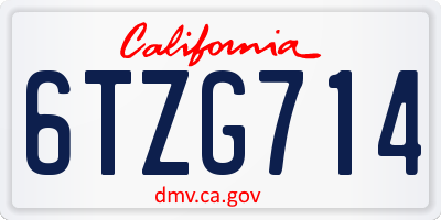 CA license plate 6TZG714