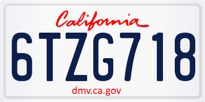 CA license plate 6TZG718