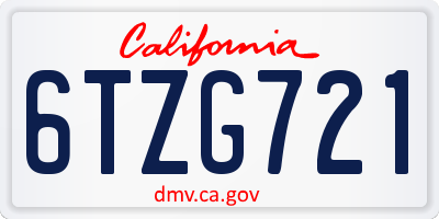 CA license plate 6TZG721