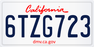 CA license plate 6TZG723