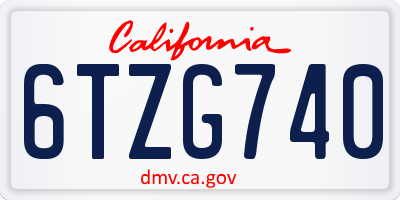 CA license plate 6TZG740