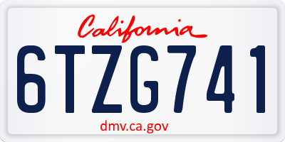 CA license plate 6TZG741