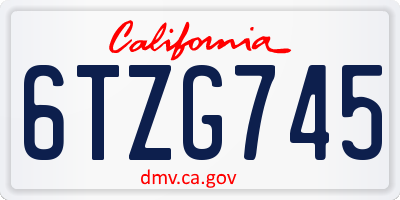 CA license plate 6TZG745