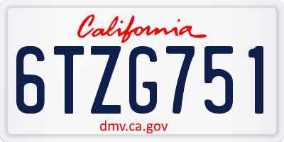 CA license plate 6TZG751