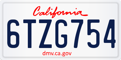 CA license plate 6TZG754