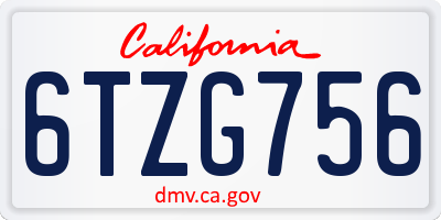 CA license plate 6TZG756