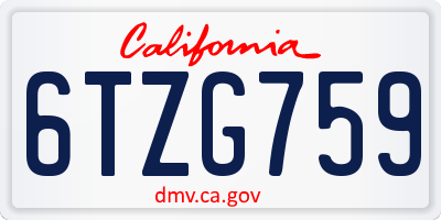 CA license plate 6TZG759