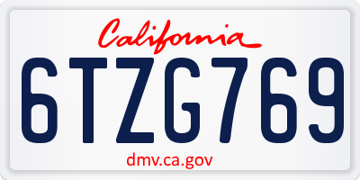 CA license plate 6TZG769