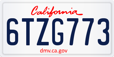 CA license plate 6TZG773