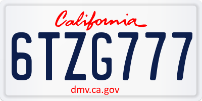 CA license plate 6TZG777