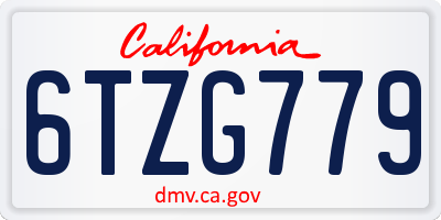 CA license plate 6TZG779