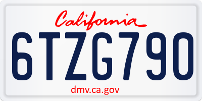 CA license plate 6TZG790