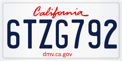 CA license plate 6TZG792