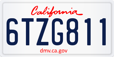 CA license plate 6TZG811