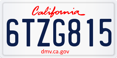 CA license plate 6TZG815