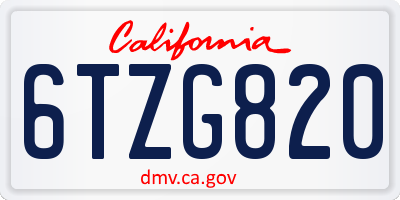 CA license plate 6TZG820