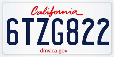 CA license plate 6TZG822