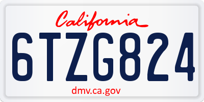 CA license plate 6TZG824