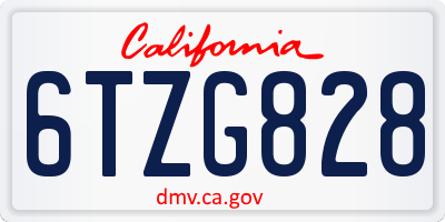 CA license plate 6TZG828