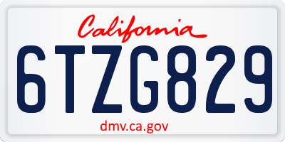 CA license plate 6TZG829