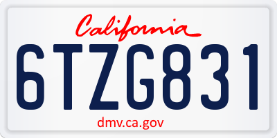 CA license plate 6TZG831