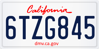 CA license plate 6TZG845
