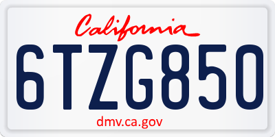 CA license plate 6TZG850